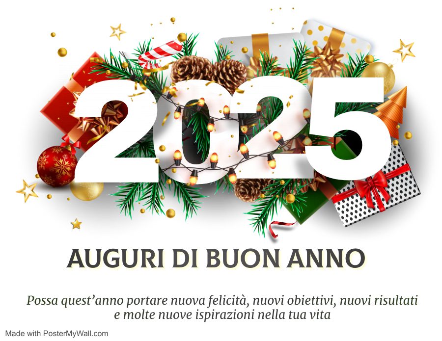 felice anno nuovo 2025 bellissimi saluti